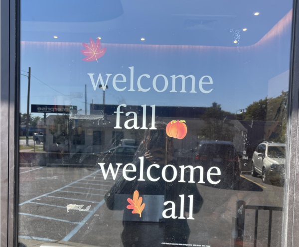 The new fall decorations at Starbucks on Woodward Ave In Royal Oak.