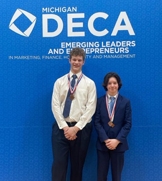 Collin Richardson and his Partner at DECA Last Year