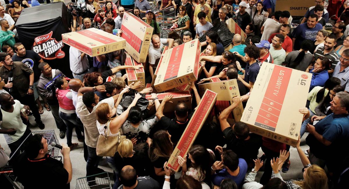 Shoppers fighting over products that are on sale on Black Friday