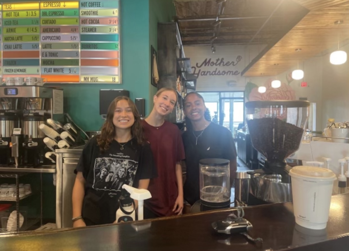 Seniors Riley Melville, Nora Sleeman, and Alana White all working at Mother Handsome.