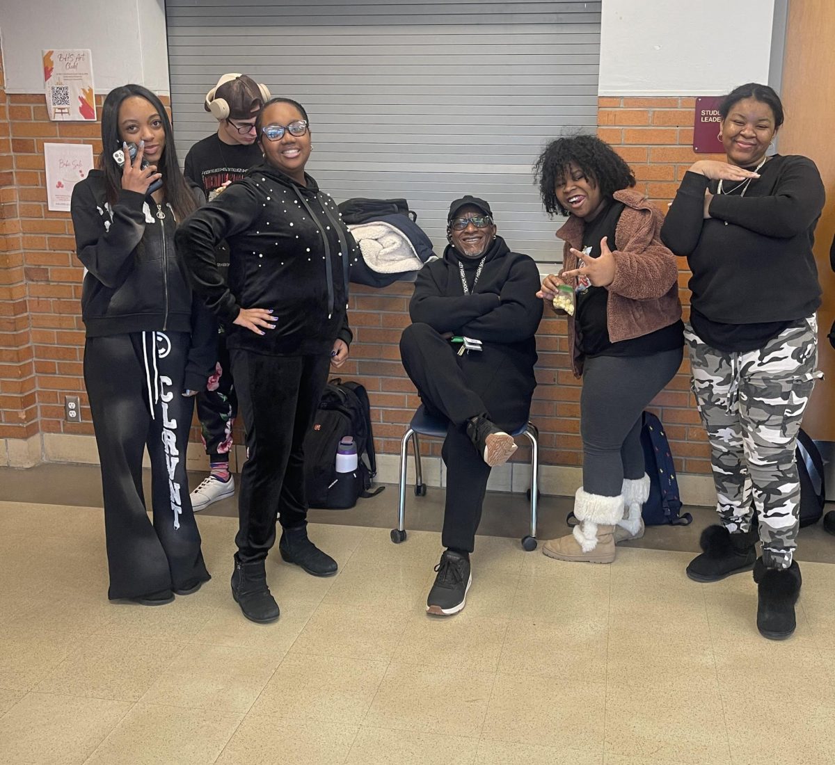 Students and staff wearing black for Black Out Wednesday.