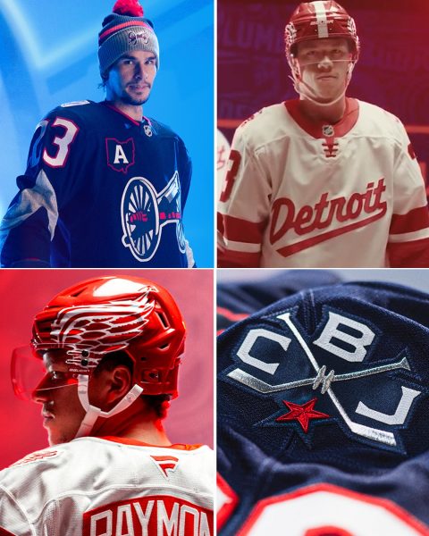 Red Wings and Blue Jackets jersey reveal for the 2025 NHL stadium series game 