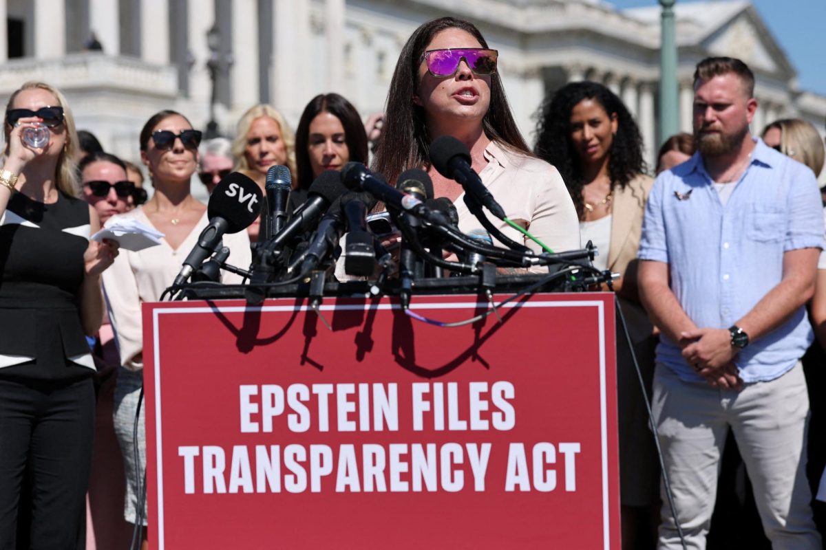 Haley Robson speaks during a press conference to discuss the Epstein Files Transparency bill, directing the release of the remaining files related to the investigations into Jeffrey Epstein and Ghislaine Maxwell, on Capitol Hill in Washington, D.C., U.S., September 3, 2025. REUTERS/Jonathan Ernst