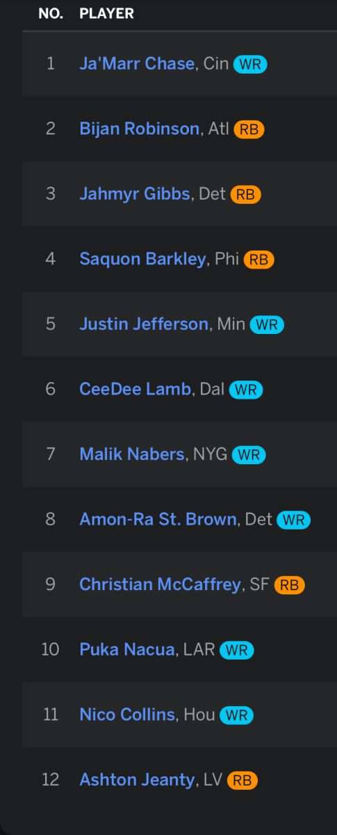 A sample of a first round fantasy league at BHS