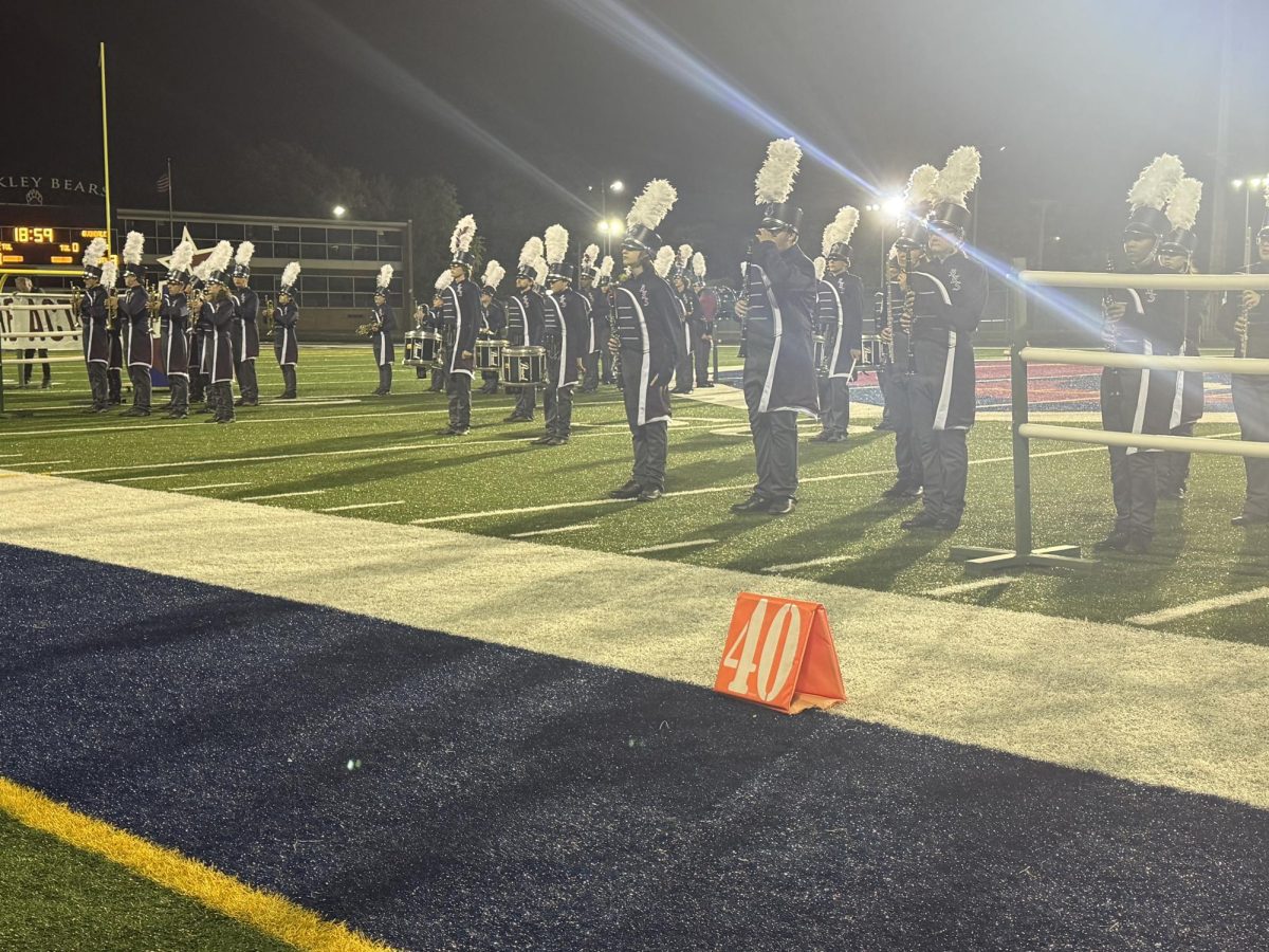 Berkley High School's marching band during their halftime performance.