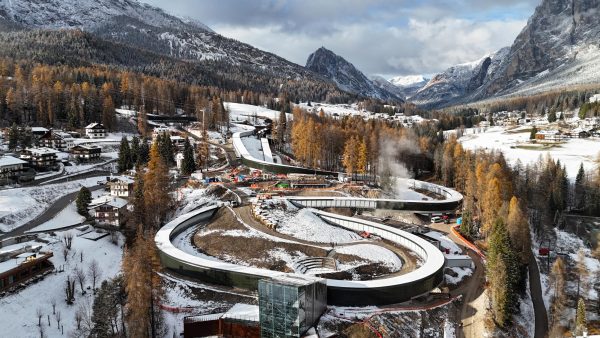 Olympics - 2026 Milano-Cortina Winter Olympics - A drone view shows the Cortina Sliding Centre, which will host bobsleigh, skeleton and luge competitions during the Milano Cortina Winter Olympic Games 2026, in Cortina, Italy - November 21, 2025 REUTERS/Claudia Greco

