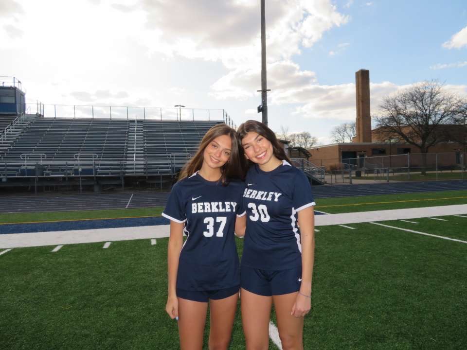Eliza Rizak and Kiera Olsen on the Berkley soccer team. Photo by Eliza Rizak